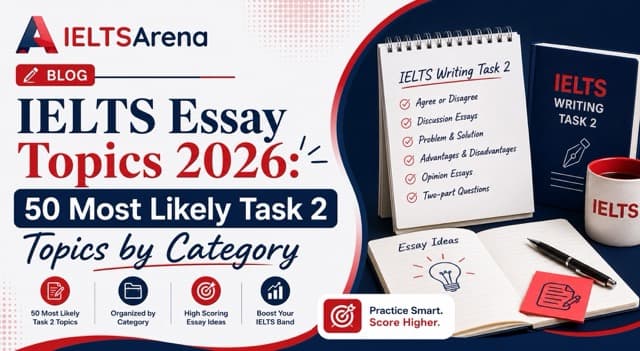 IELTS Essay Topics 2026 – 50 Most Common Task 2 Questions