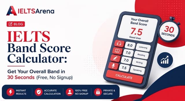 IELTS Band Score Calculator: Get Your Overall Band in 30 Seconds (Free, No Signup)