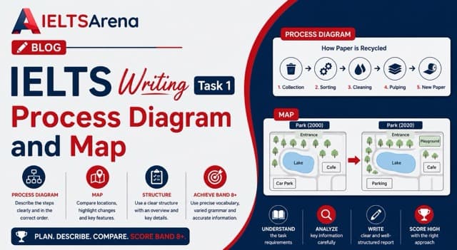 IELTS Writing Task 1 Process Diagram and Map: Complete Description Guide
