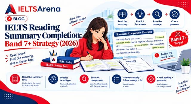 IELTS Reading Summary Completion: Band 7+ Strategy (2026)