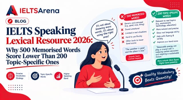 IELTS Speaking Lexical Resource 2026: Why 500 Memorised Words Score Lower Than 200 Topic-Specific Ones