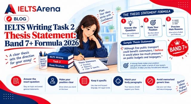 Band 7+ IELTS Writing Task 2 thesis statement formula guide