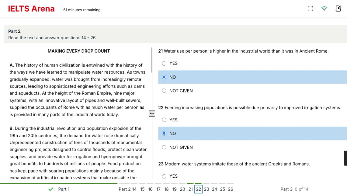 IELTS Arena Test Interface